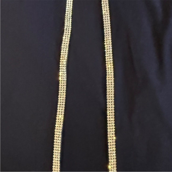 NWT Navy Blue Wide-Leg, Side Slit Sequined dress pants.Size S/M - Picture 7 of 7